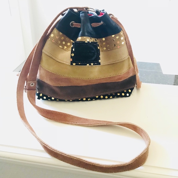 Violeta Suede & Leather Bucket Crossbody bag - Picture 1 of 7